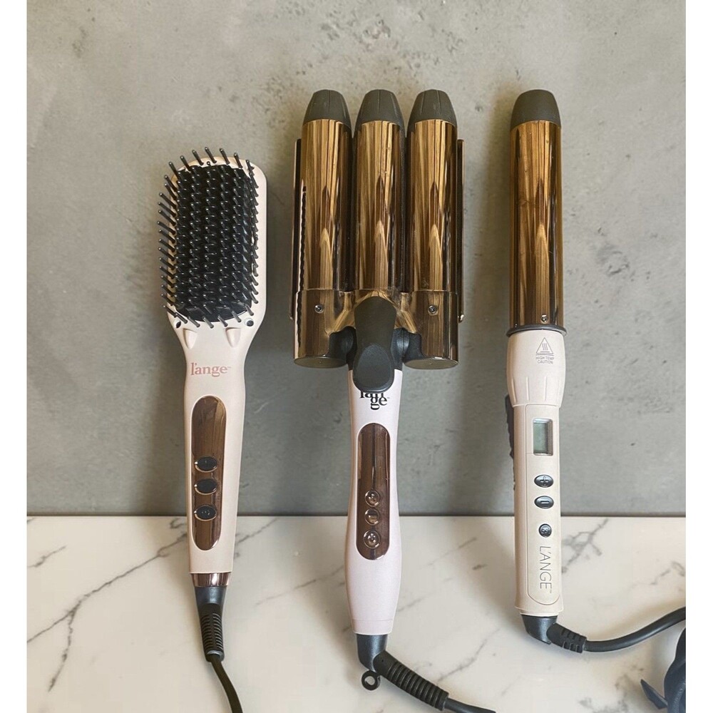 L’ange Hair Tool Lot Beauty Brush Wand Beach Wave Pink Hair Styler Bundle